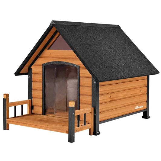Outdoor Dog House, Waterproof Puppy Shelter Indoor Doghouse with Elevated Floor, Anti-Bite Design Dog Home for Small Medium Dogs with Porch