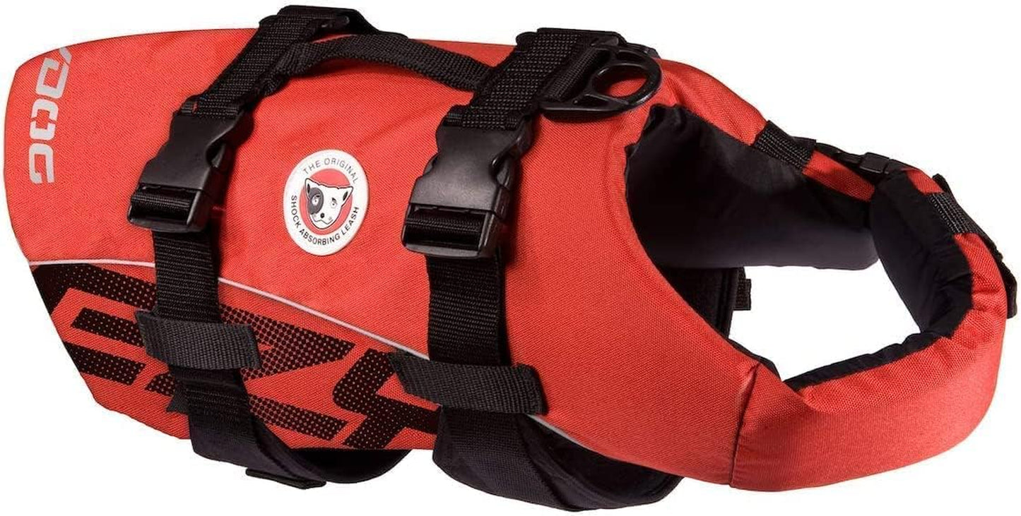 Premium Doggy Flotation Device (DFD) - Adjustable Dog Life Jacket Preserver with Reflective Trim - Durable Grab Handle for Safety and Protection - 50% More Flotation Material (Small, Red)