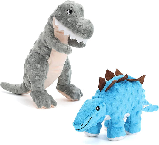 Stuffed Dinosaur Dog Toys Durable Plush Dog Toy with Crinkle Paper Cute Squeaky Dog Toys Dog Chew Toys for Small Medium Large Dogs and Puppy