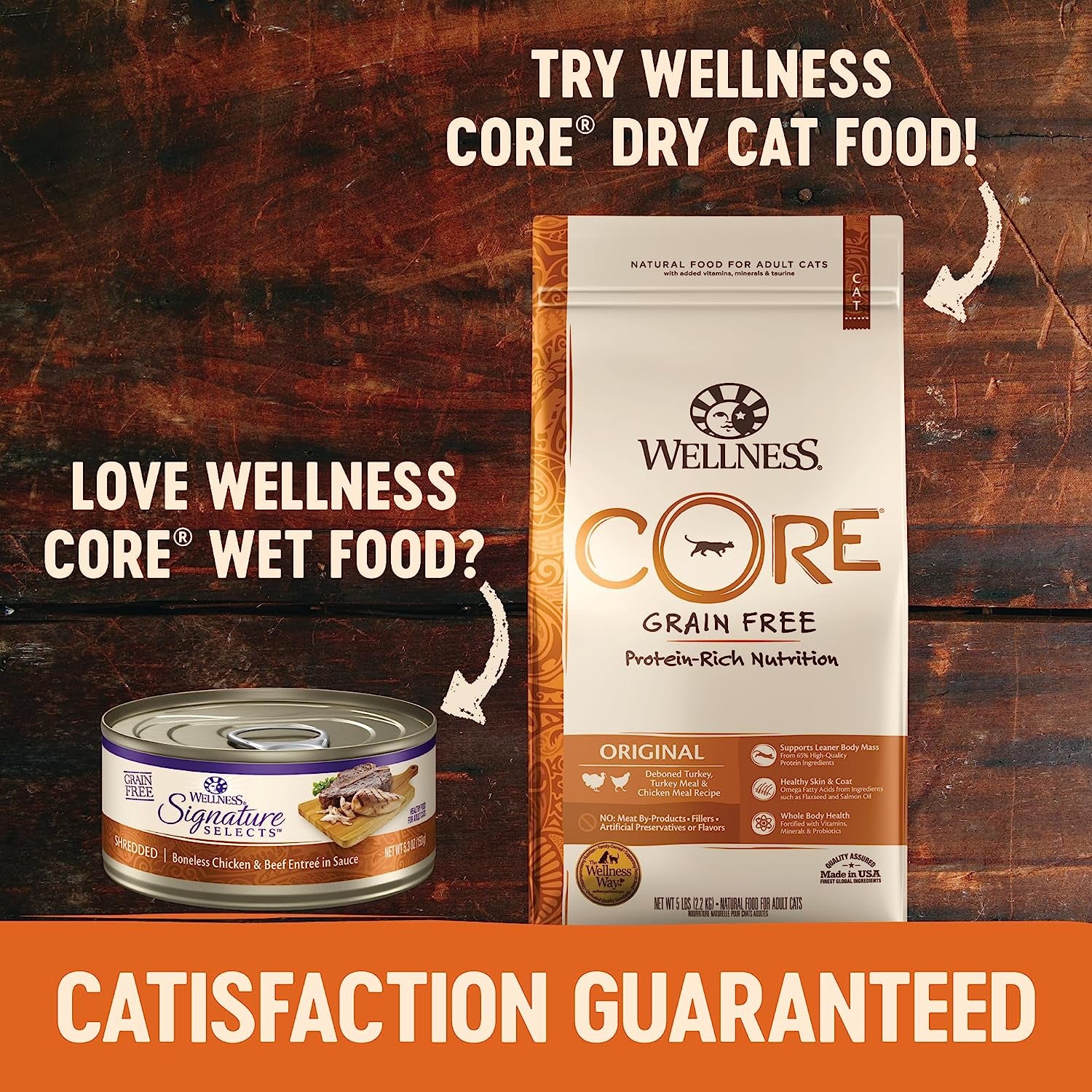 Wellness CORE Signature Selects Grain Free Wet Cat Food, Flaked Real Meat in Gravy Sauce, Natural, High Protein Cat Food, Healthy, Adult