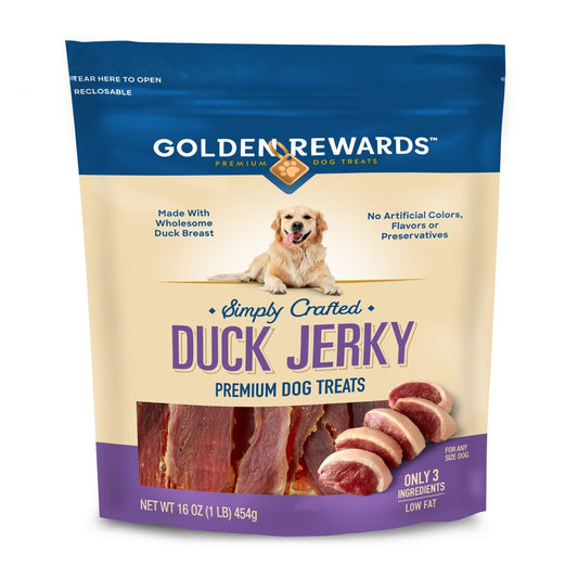 Duck Flavor Premium Jerky Dry Training Treats for All Dogs, 16 Oz.