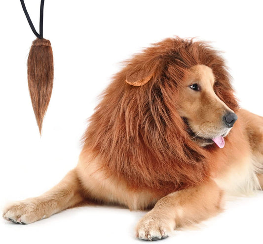 Lion Mane for Dog Costumes, Realistic Wig for Medium to Large Sized Dogs (Dark Brown)